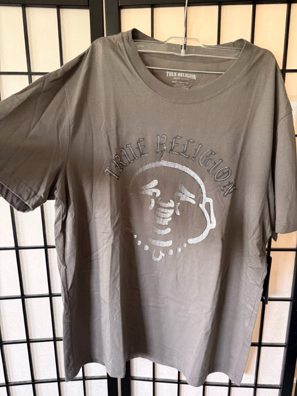 True Religion NWT Studded Buddha Graphic T-Shirt Grey Men’s M Y2K